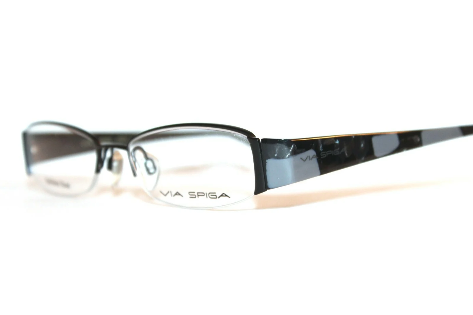 NEW VIA SPIGA SARONNO 500 BLACK GRAY SEMI RIMLESS EYEGLASSES RX FRAMES 49-17-140 3