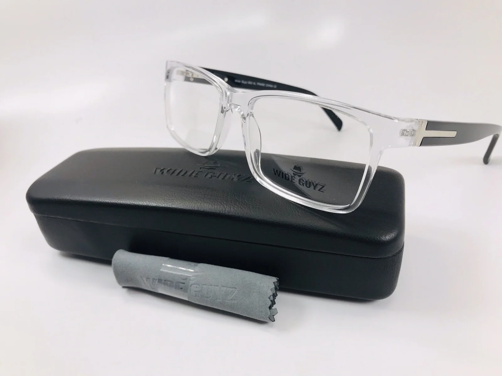 New Wide Guyz Crystal & Black BIG AL Eyeglasses 58mm for The Stylish Large Man