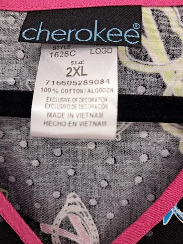 New Womens Cherokee Black Multi Scrub top Only Have Eyes Size 2XL Eyeglasses 4