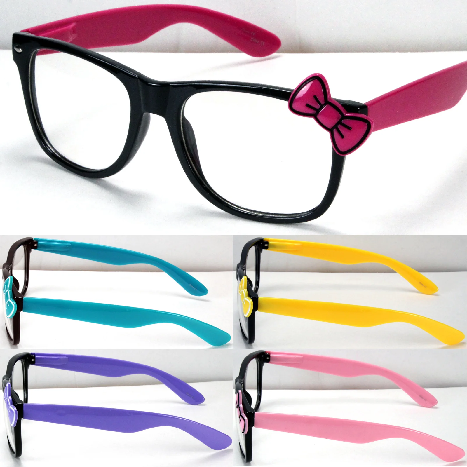 New Womens Clear Lens Frame Eye Glasses Bow Bowknot Hello Kitty Party Fashion