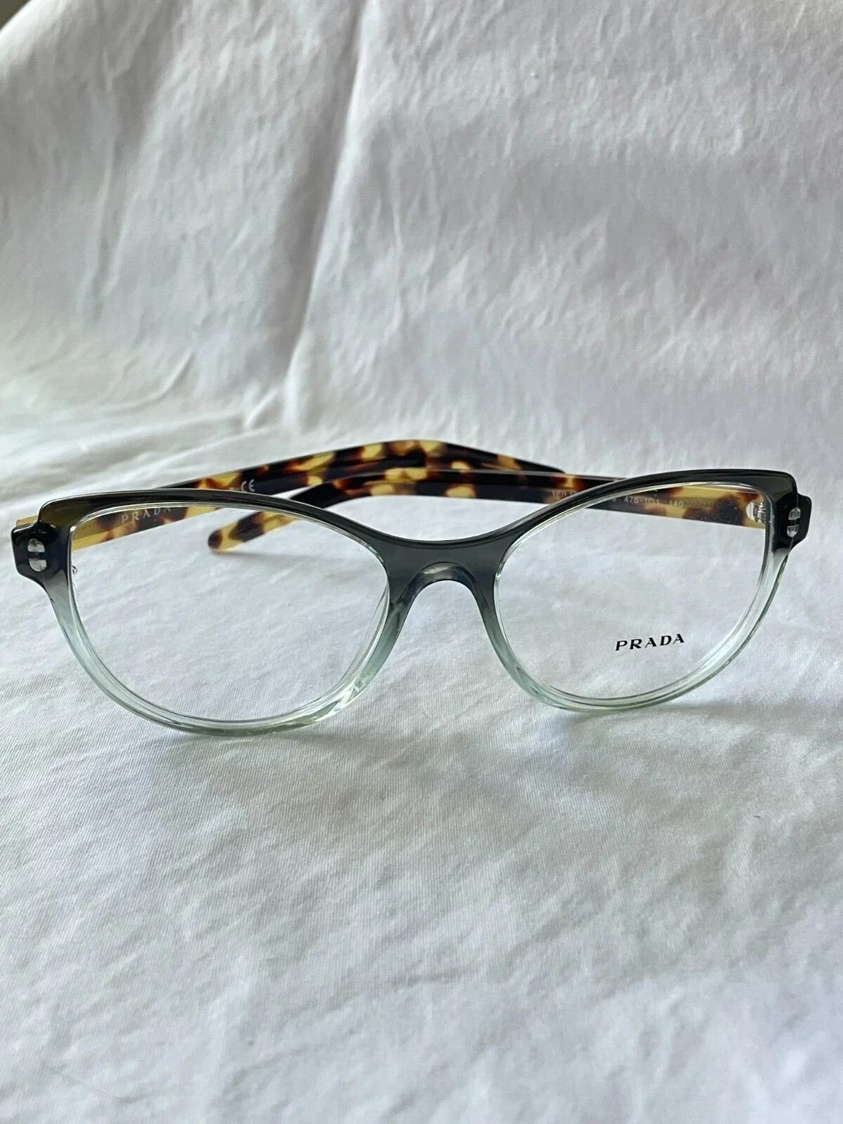 NEW PRADA Gradient Green Womens Eyeglasses with Translucent Frames and Tortoise