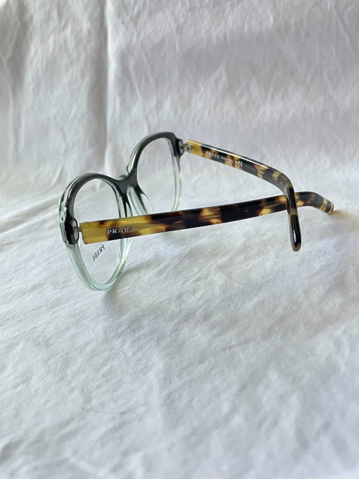 NEW PRADA Gradient Green Womens Eyeglasses with Translucent Frames and Tortoise 2