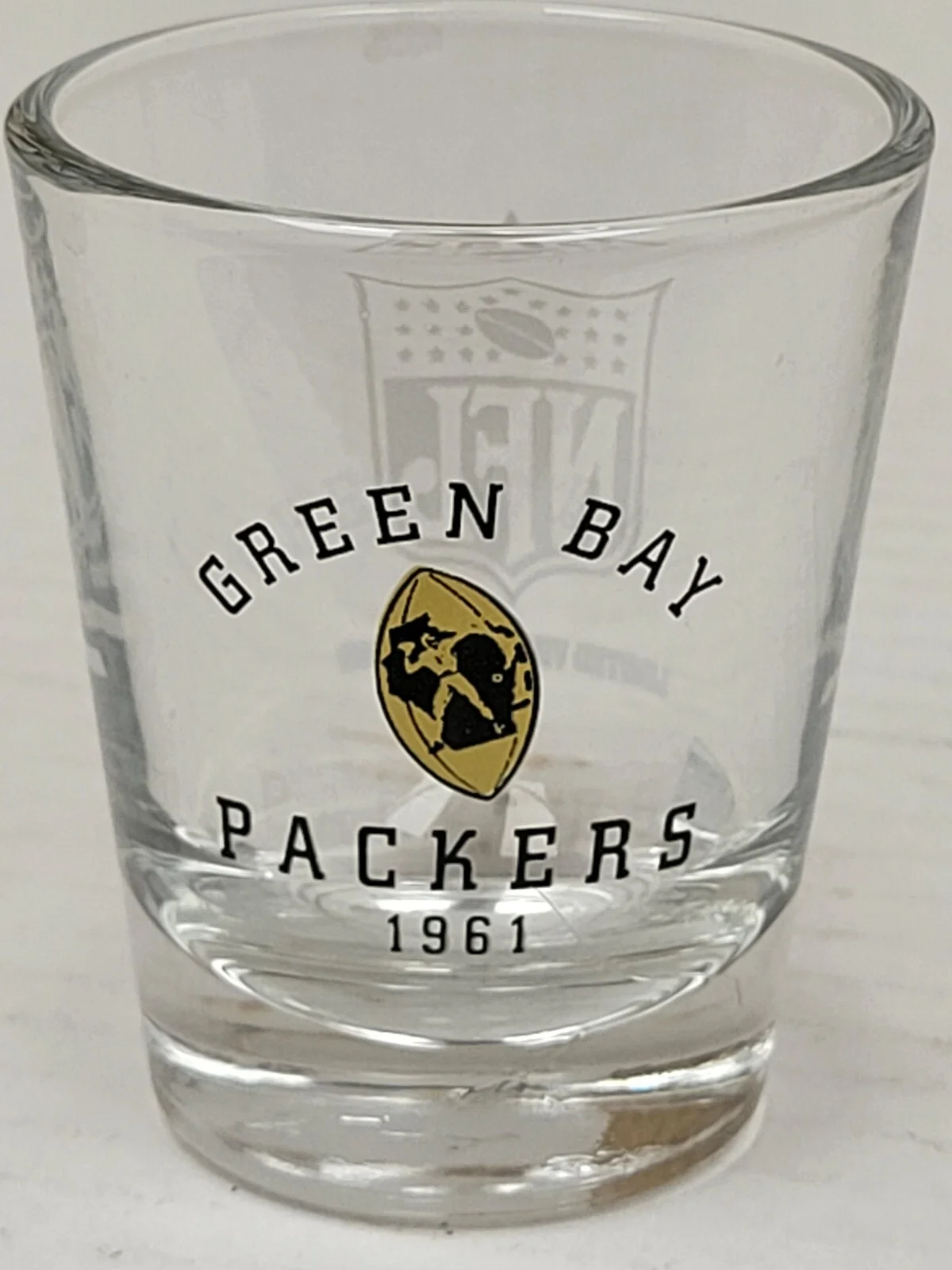 NFL Green Bay Packers Shot Glass, NEW (1961 Throwback Logo)