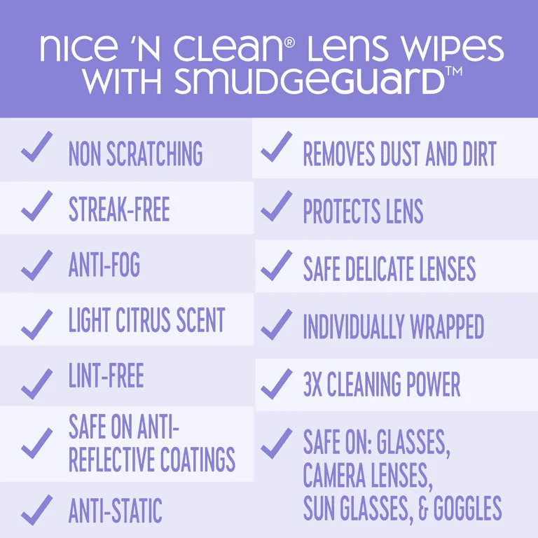Nice N CLEAN SmudgeGuard Eyeglass Cleaner, Lens Wipes (50) free Shipping 3