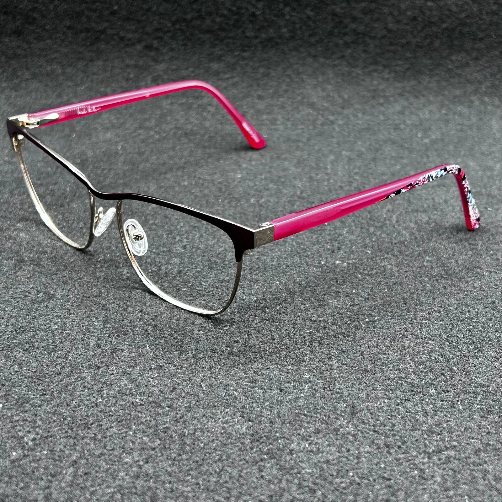Nicole Miller Biarritz C02 Eyeglasses **FRAME ONLY** Gold & Mauve 57-17-145 EUC