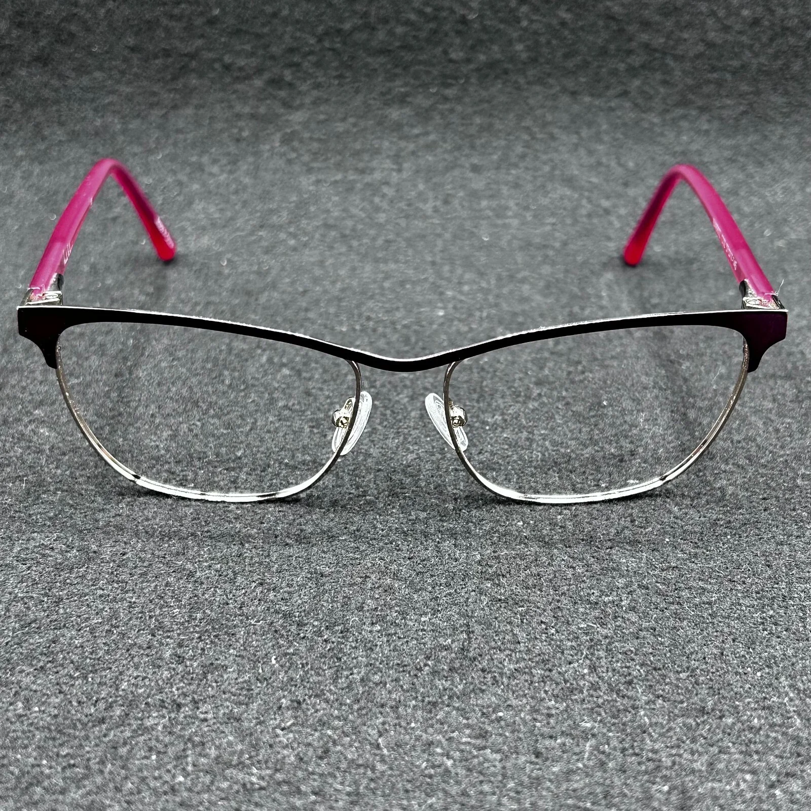 Nicole Miller Biarritz C02 Eyeglasses **FRAME ONLY** Gold & Mauve 57-17-145 EUC 2