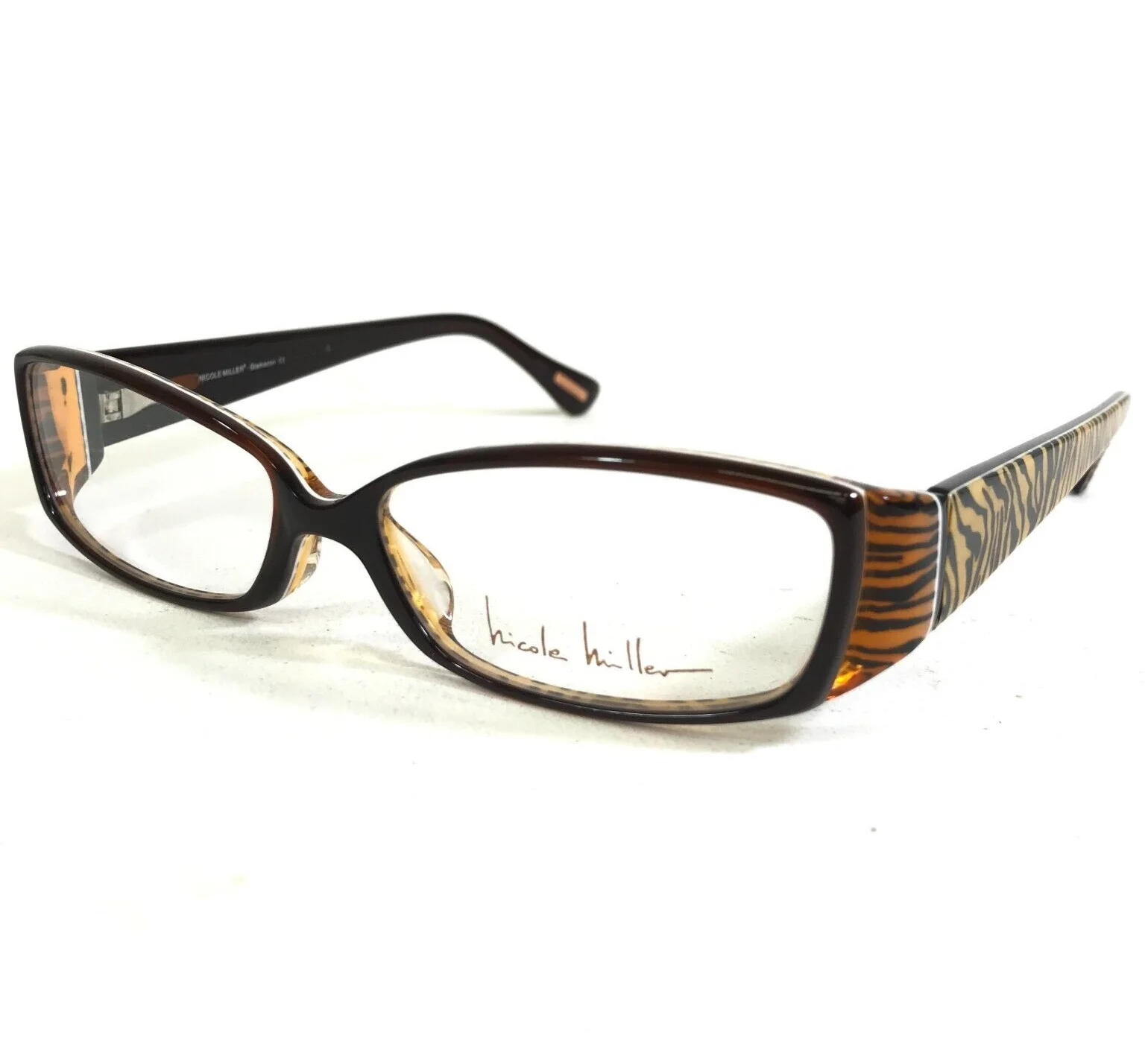 Nicole Miller Eyeglasses Frames Glamazon Leopard Brown Tiger Print 53-15-140