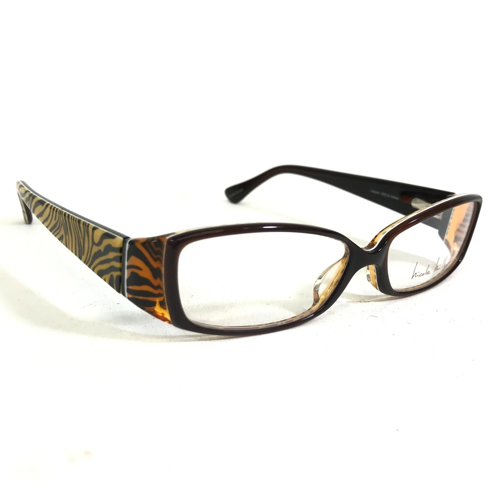 Nicole Miller Eyeglasses Frames Glamazon Leopard Brown Tiger Print 53-15-140 3