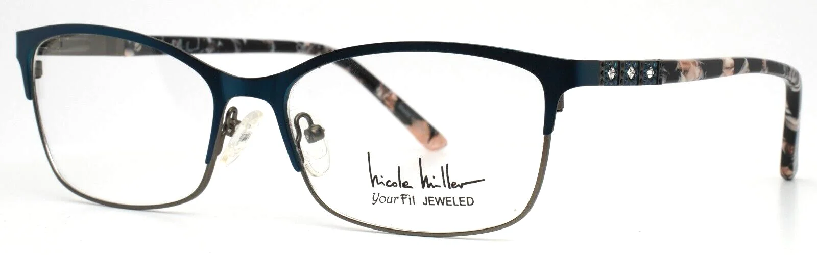 NICOLE MILLER Galenta C03 Matte Teal Womens Semi Cat Eye Eyeglasses 58-17-140