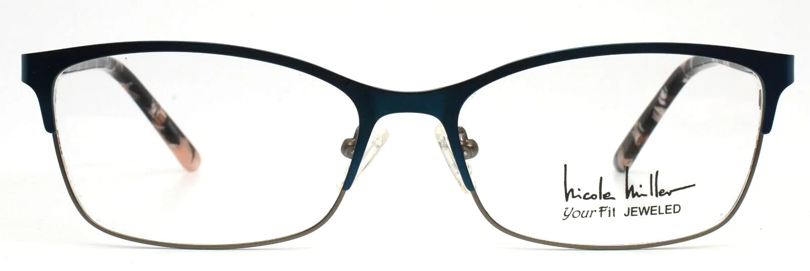 NICOLE MILLER Galenta C03 Matte Teal Womens Semi Cat Eye Eyeglasses 58-17-140 2