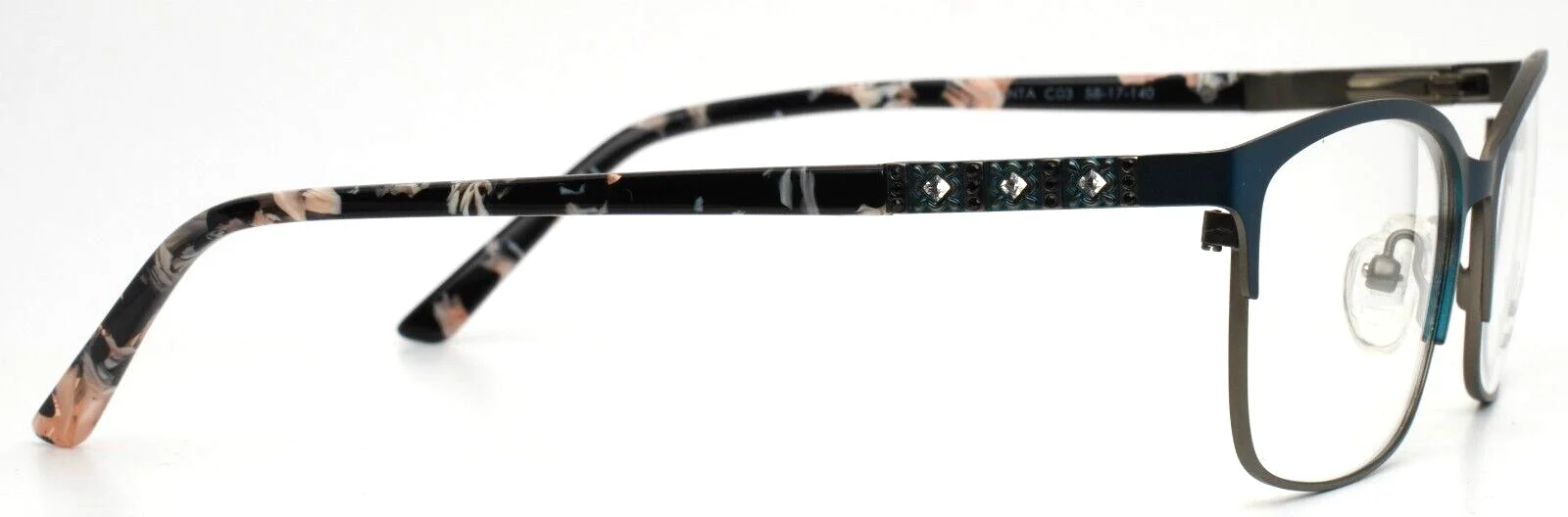 NICOLE MILLER Galenta C03 Matte Teal Womens Semi Cat Eye Eyeglasses 58-17-140 4