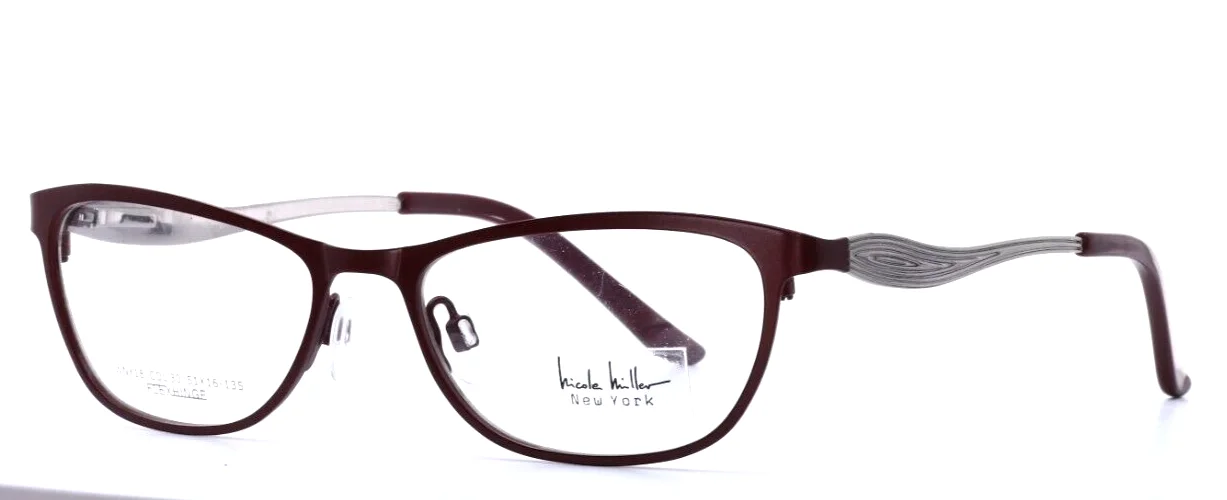 NICOLE MILLER WNY18 30 Burgundy Womens Cat Eye Full Rim Eyeglasses 51-16-135