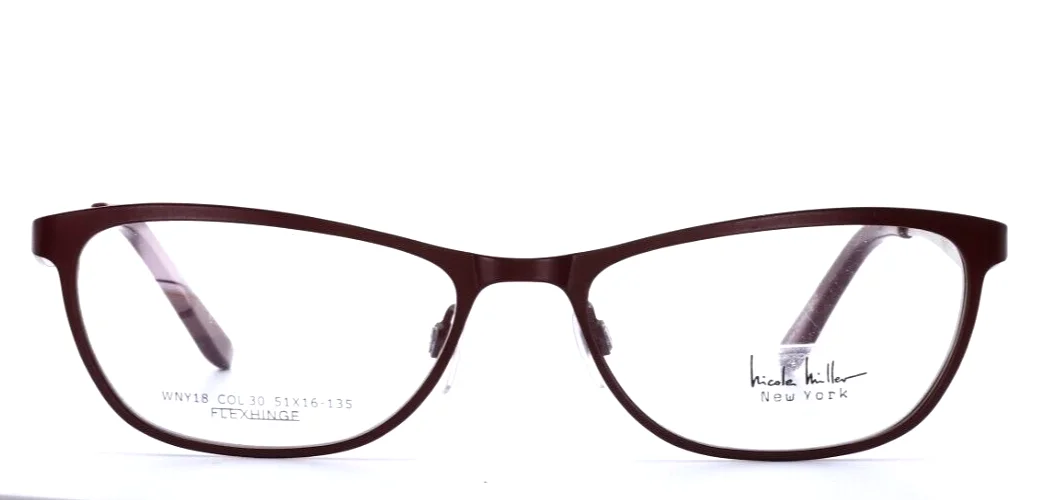 NICOLE MILLER WNY18 30 Burgundy Womens Cat Eye Full Rim Eyeglasses 51-16-135 2