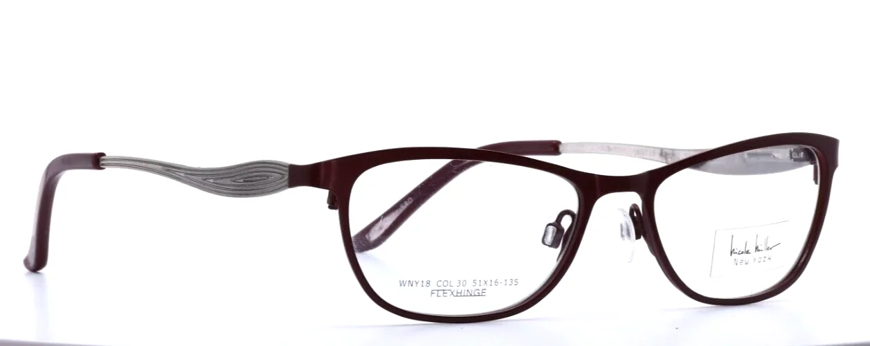 NICOLE MILLER WNY18 30 Burgundy Womens Cat Eye Full Rim Eyeglasses 51-16-135 3