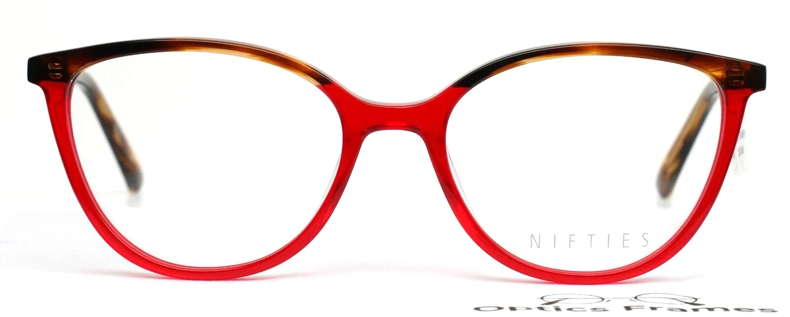 NIFTIES NI9499 4045 Red Gradient Transparent Womens Cat Eye Eyeglasses 49-16-140 2