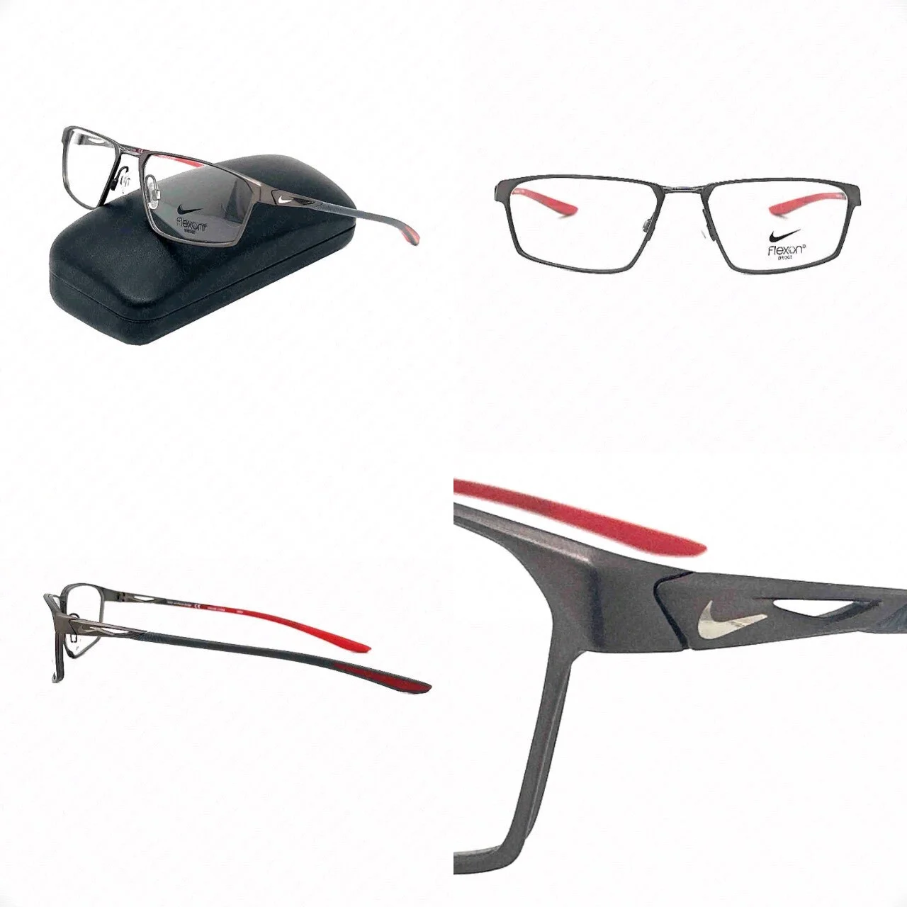 NIKE 4310 073 55mm Satin Gunmetal University Red w/Demo Eyeglasses 55-17-140