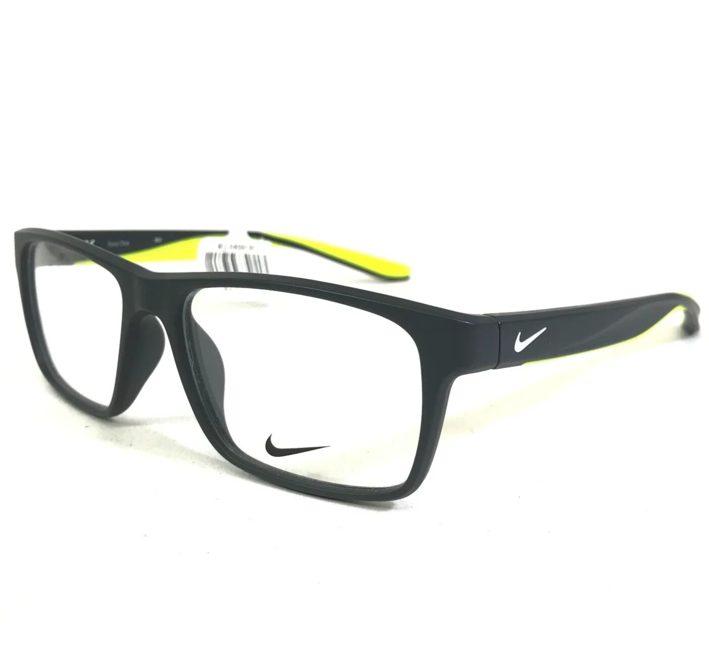 Nike Eyeglasses Frames 7101 060 Matte Black Neon Yellow Square 53-15-140