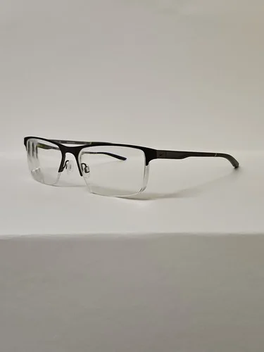 Nike Eyeglasses Frames 8045 076 Gunmetal Gray Green Half Rim 57-17-140 2