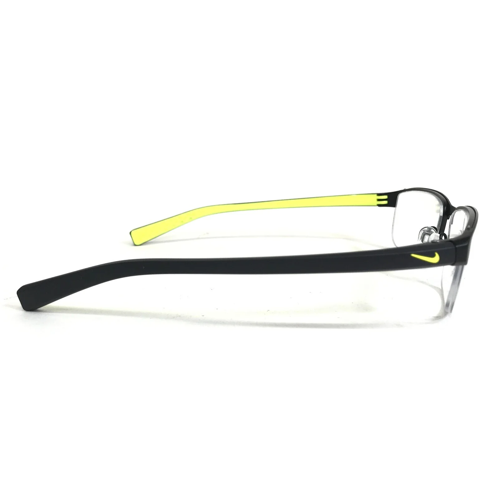 Nike Eyeglasses Frames 8098 015 Black Yellow Rectangular Half Rim 56-16-140 4