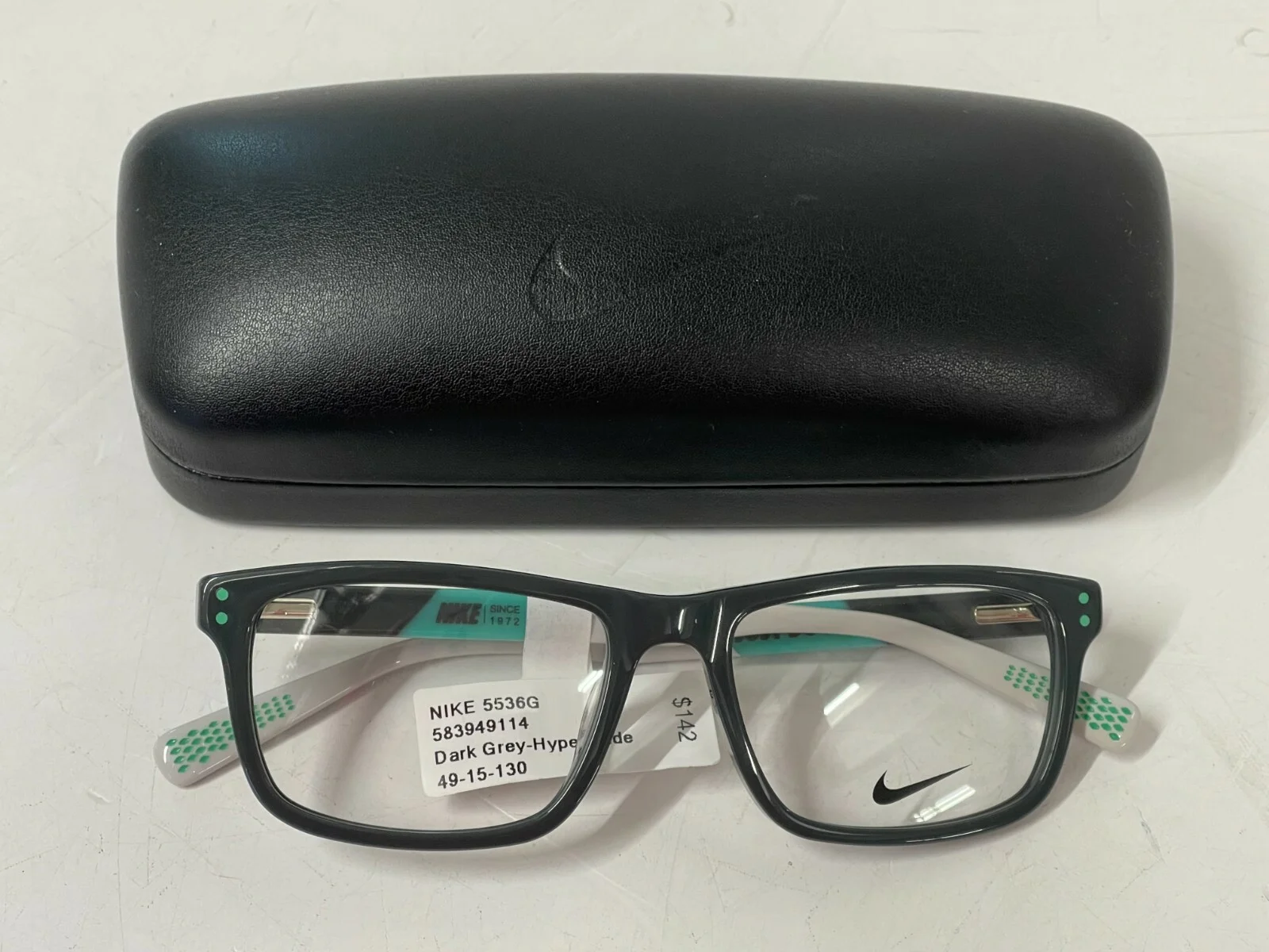 Nike Jr 5538 Dark Grey/Hyper Jade Optical Eyeglass Frames 49-15-130 Kids Youth