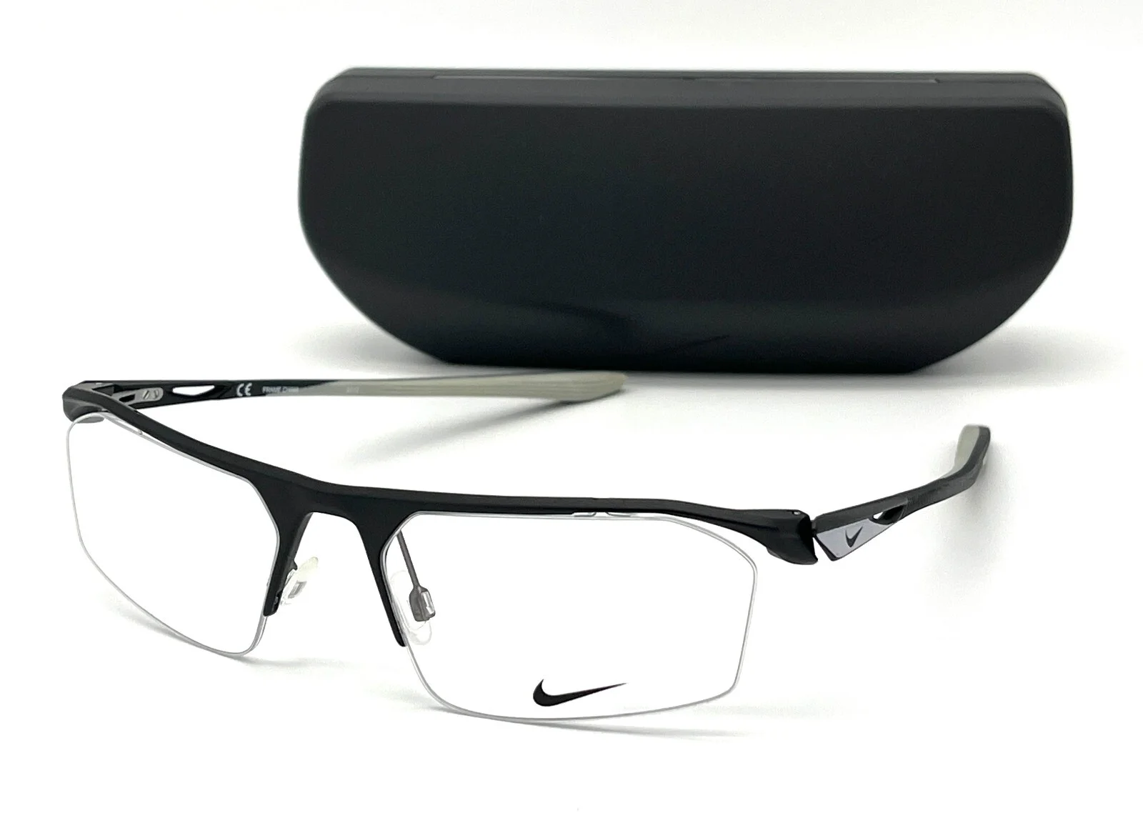 NIKE NK8050 003 Stain Black Wolf Gray / Demo Lens 57mm Eyeglasses