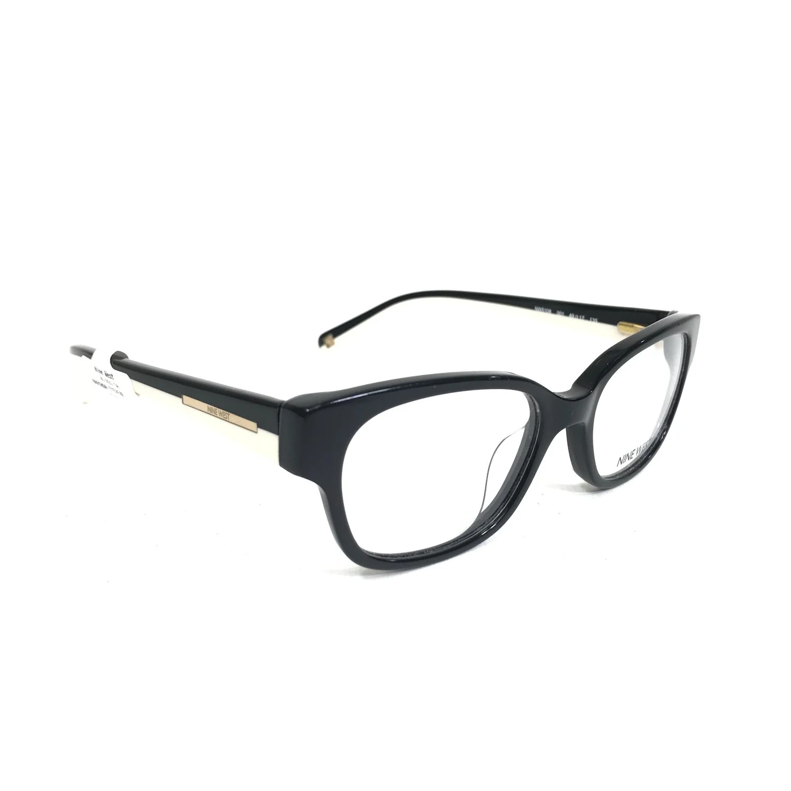 Nine West Eyeglasses Frames NW5108 001 Black Ivory Cat Eye Square 49-17-135 2