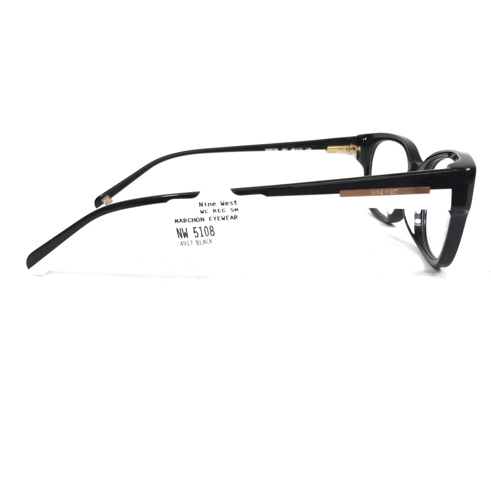 Nine West Eyeglasses Frames NW5108 001 Black Ivory Cat Eye Square 49-17-135 3