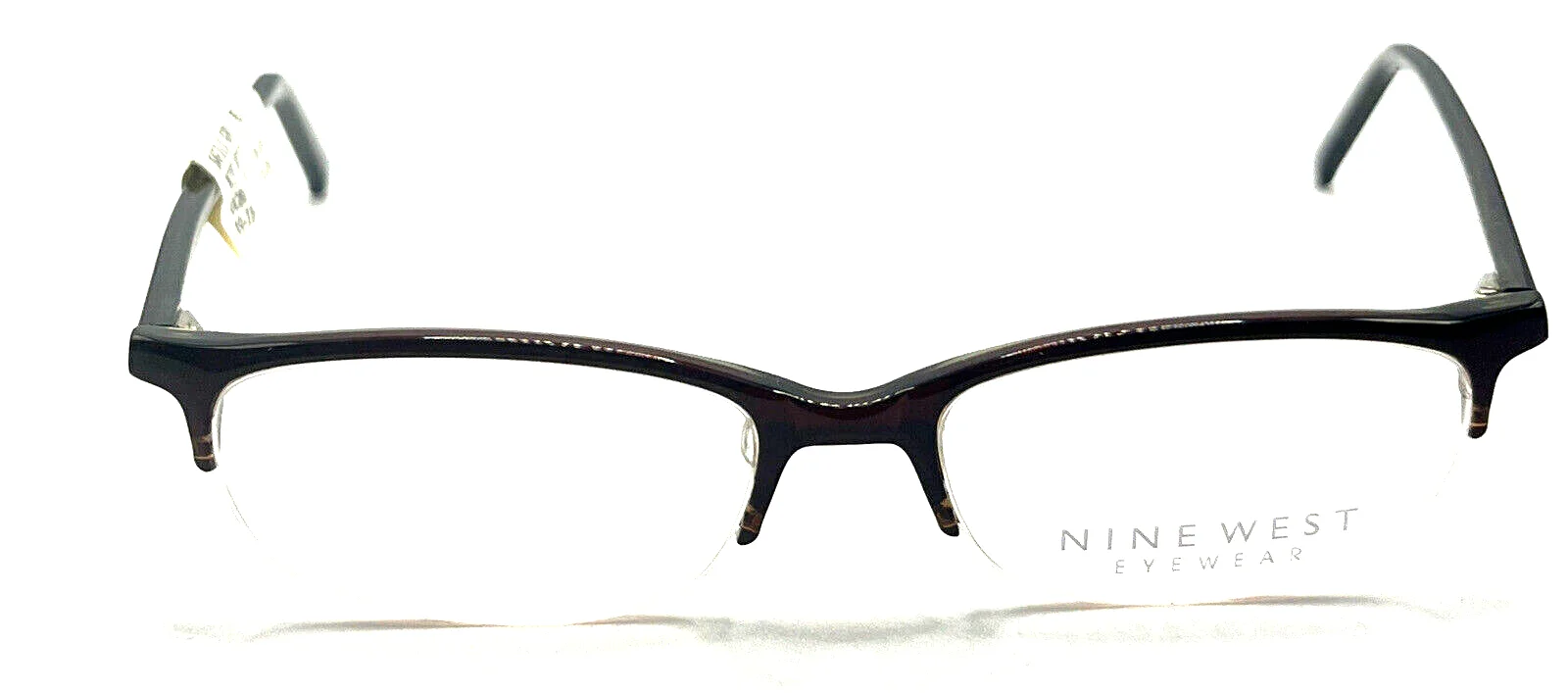 Nine West Safilo GRP83 Small Brown Oval Half Rim Eyeglasses Frames 49-15 135 New 2