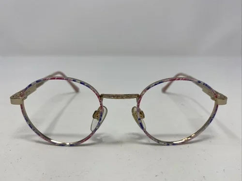 Nintendo #3-55 42-22-120 Pink Multi/Gold Metal Full Rim Eyeglasses Frame -Y84