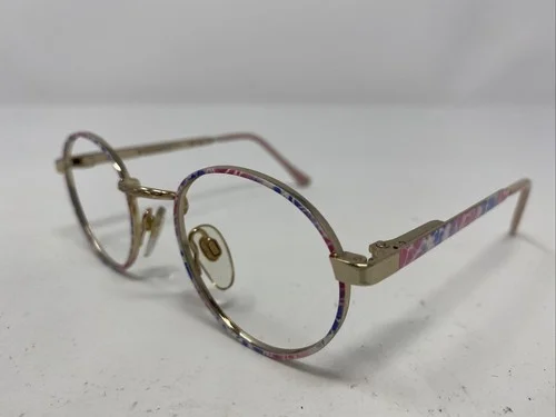 Nintendo #3-55 42-22-120 Pink Multi/Gold Metal Full Rim Eyeglasses Frame -Y84 2