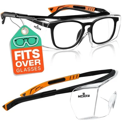 Nocry Safety Glasses over Eyeglasses with anti Scratch Wraparound Lenses, UV400