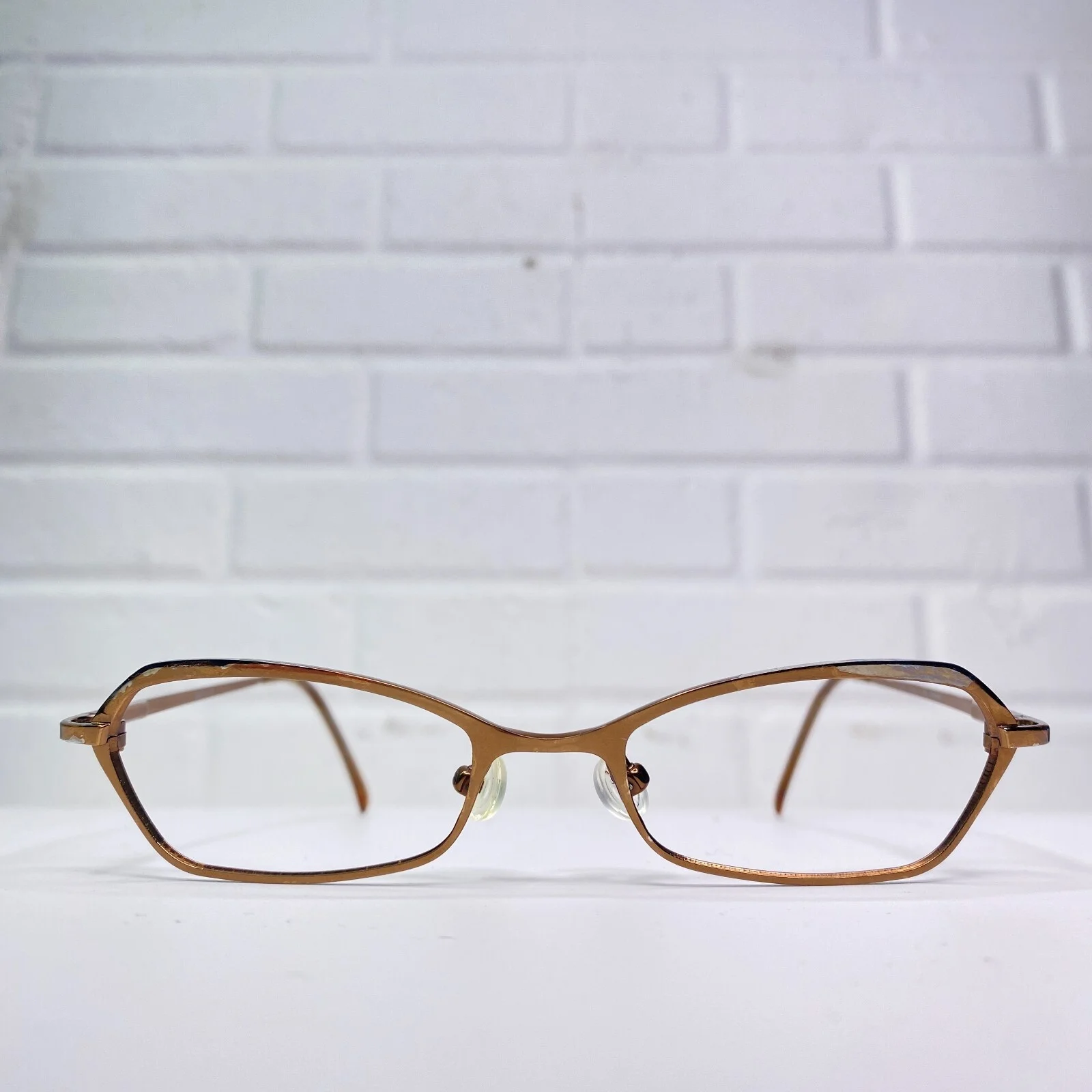 Norma Kamali Gold Eyeglasses Frames Brown Rectangular Faux 21900 1