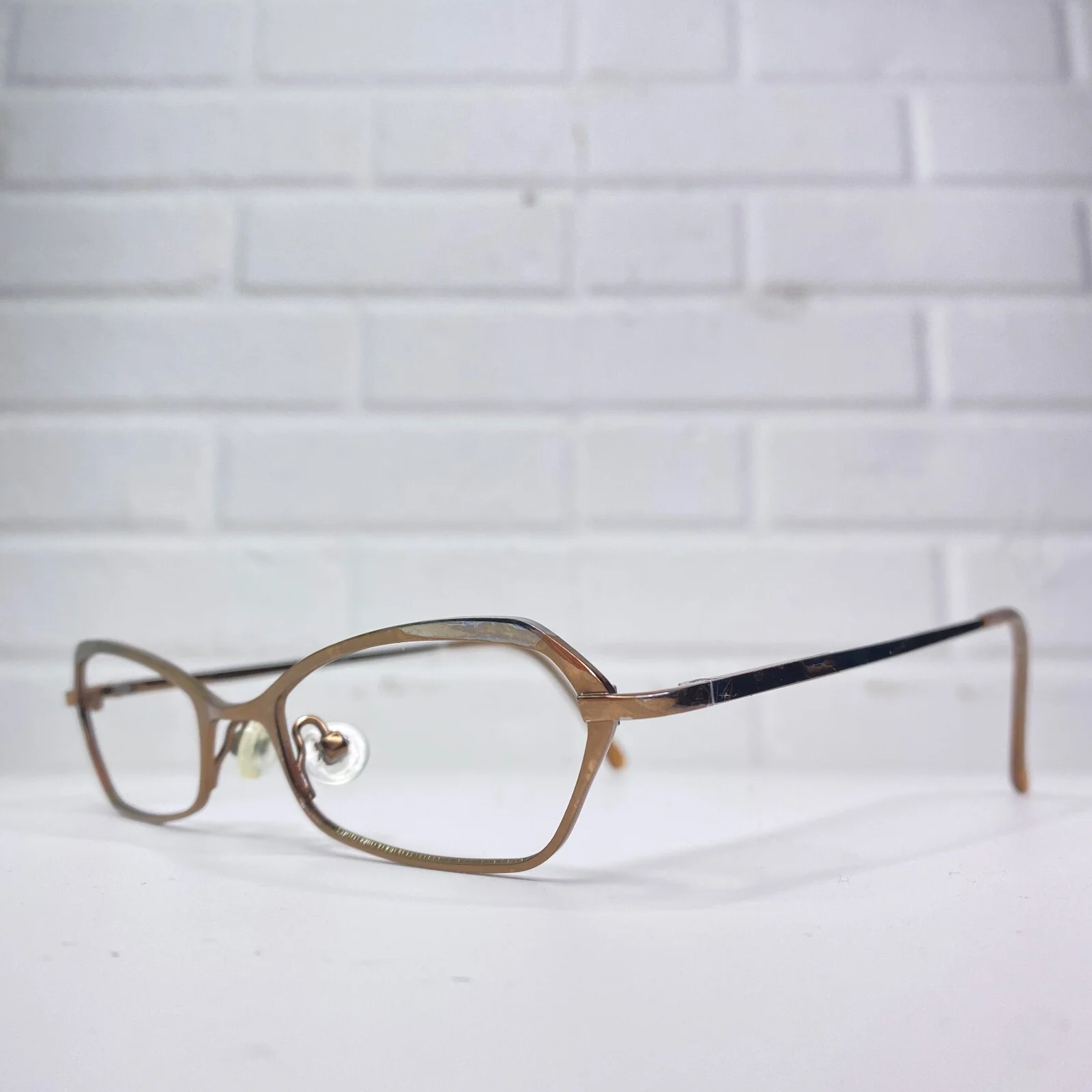 Norma Kamali Gold Eyeglasses Frames Brown Rectangular Faux 21900 2