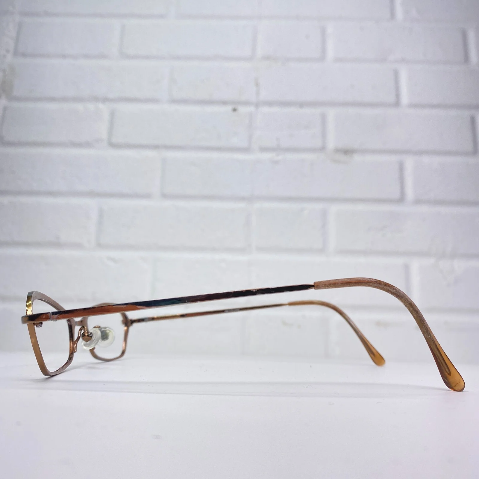 Norma Kamali Gold Eyeglasses Frames Brown Rectangular Faux 21900 3