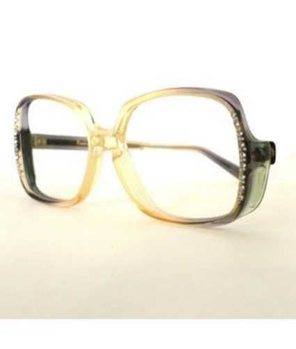 NOS Mod Rhinestone Square Vintage Eyeglass Frame Elton John Hippie 3