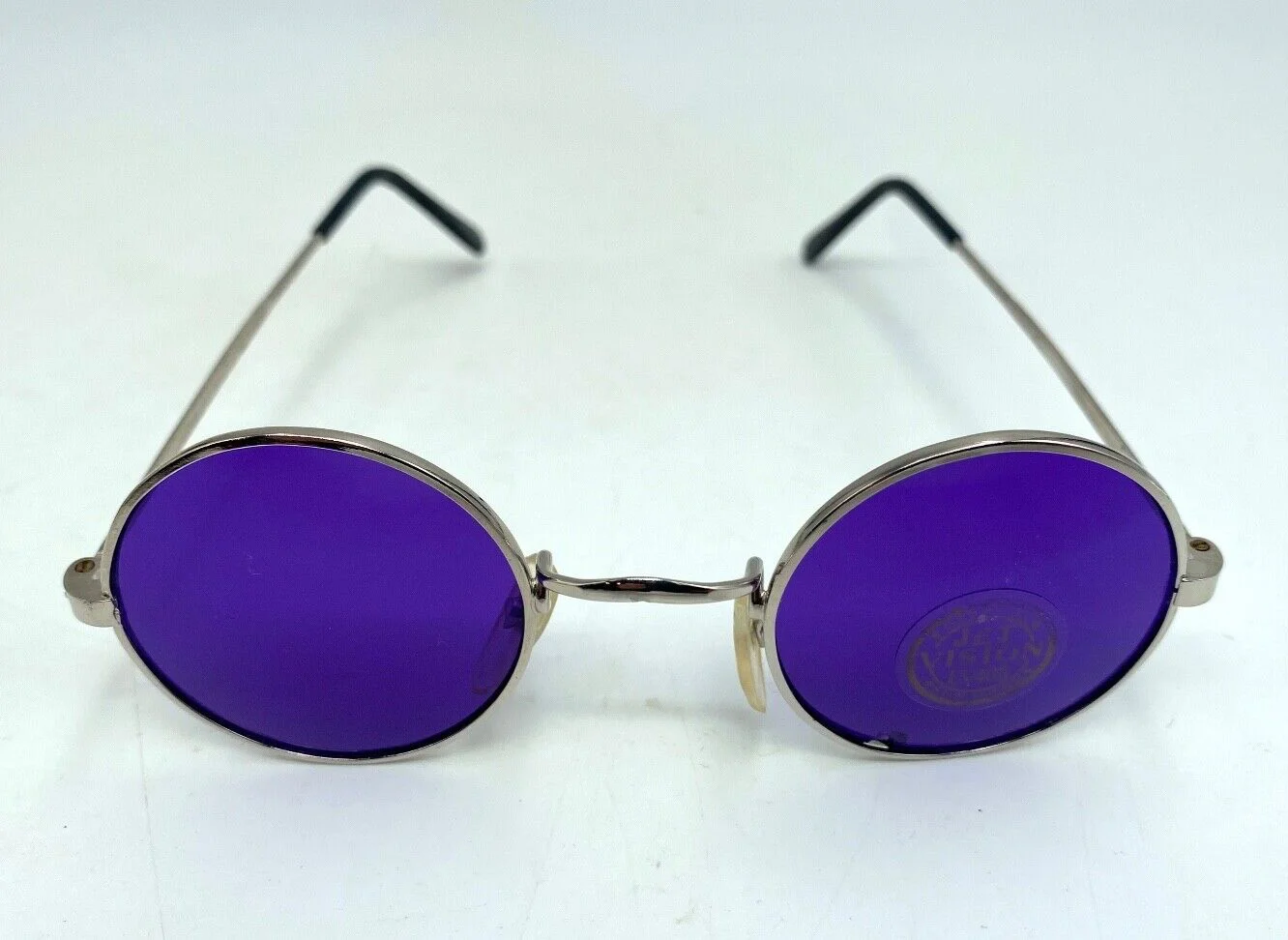 NOS Purple Tinted Steampunk John Lennon Sun Gear Jet Vision Sunglasses Round