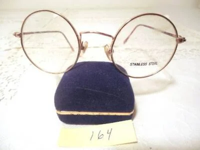 NOS Vintage Harry Potter Type Round Metal Eyeglass Frames Gold 44/22 145 Lot 164