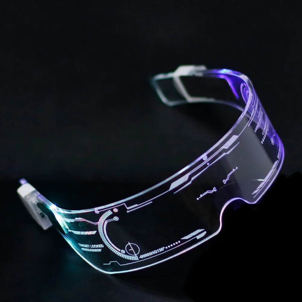 Novelty EL Wire Luminous Glasses LED Neon DJ New Year Light Up Visor Eyeglasses 2