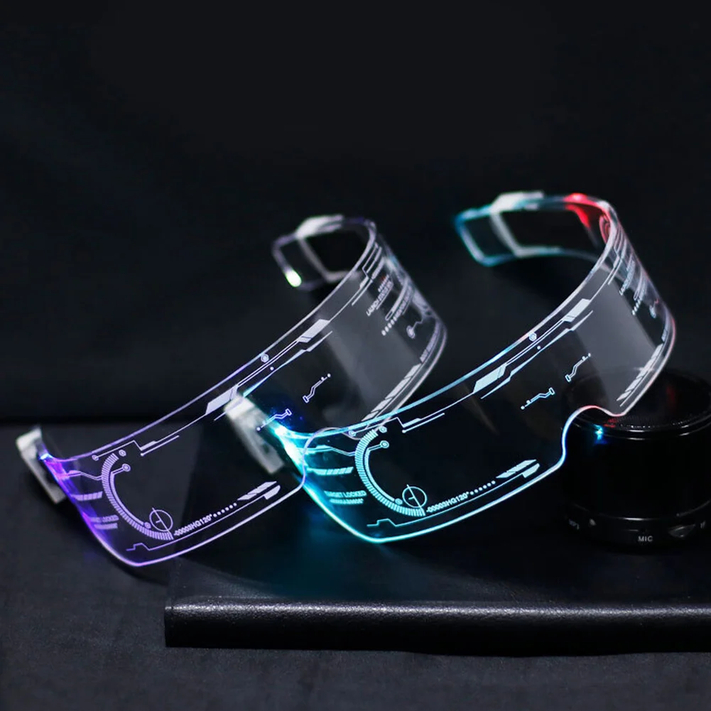 Novelty EL Wire Luminous Glasses LED Neon DJ New Year Light Up Visor Eyeglasses 4