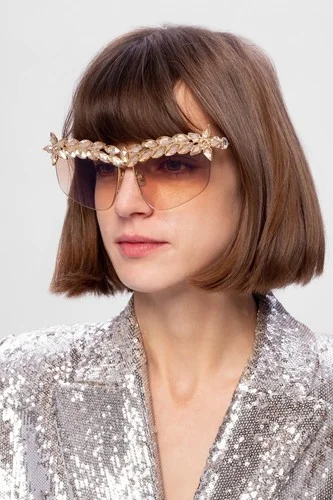 NWB ANNA-KARIN KARLSSON DECADENT TOO SUNGLASS Gold JAPANESE TITANIUM $2385