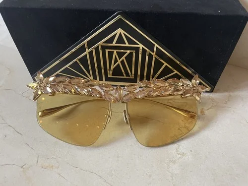 NWB ANNA-KARIN KARLSSON DECADENT TOO SUNGLASS Gold JAPANESE TITANIUM $2385 3