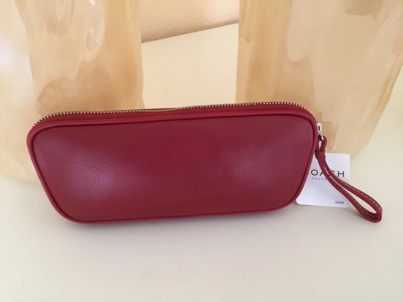 NWT Coach RARE Embossed eyeglasses soft case holder leather red #8883 3