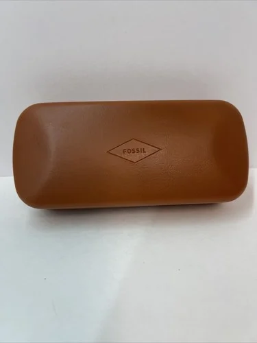 NWT FOSSIL SUNGLASSES EYEGLASSES CASE, FOLDABLE, FAUX LEATHER, BROWN