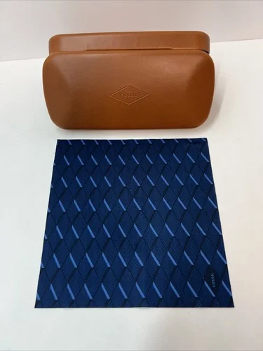 NWT FOSSIL SUNGLASSES EYEGLASSES CASE, FOLDABLE, FAUX LEATHER, BROWN 4