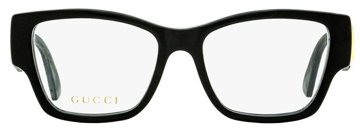 NWT GUCCI Optical Black Rectangle W/Black Glitter Arms Eyeglasses Demo Lens $420 4