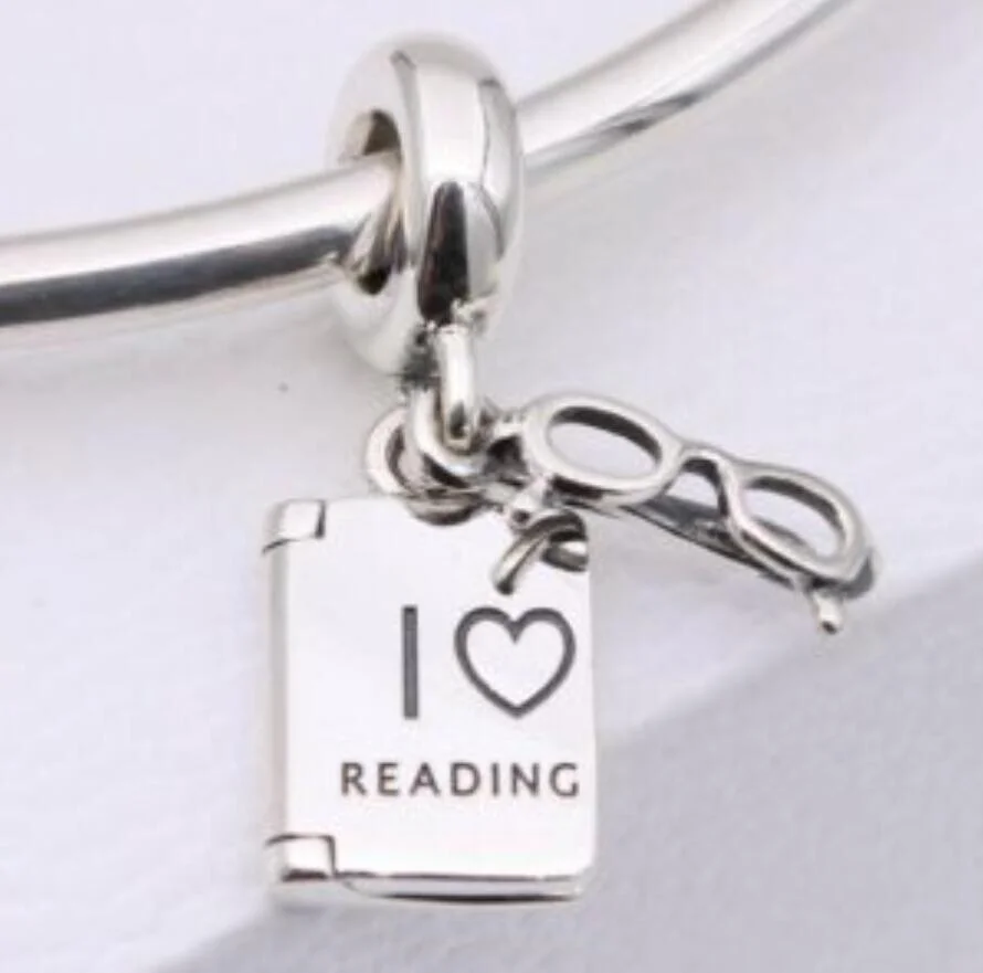 NWT Pandora Charms Silver Danging Eyeglass & Book Pendant #791984