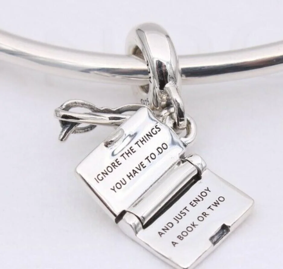 NWT Pandora Charms Silver Danging Eyeglass & Book Pendant #791984 2