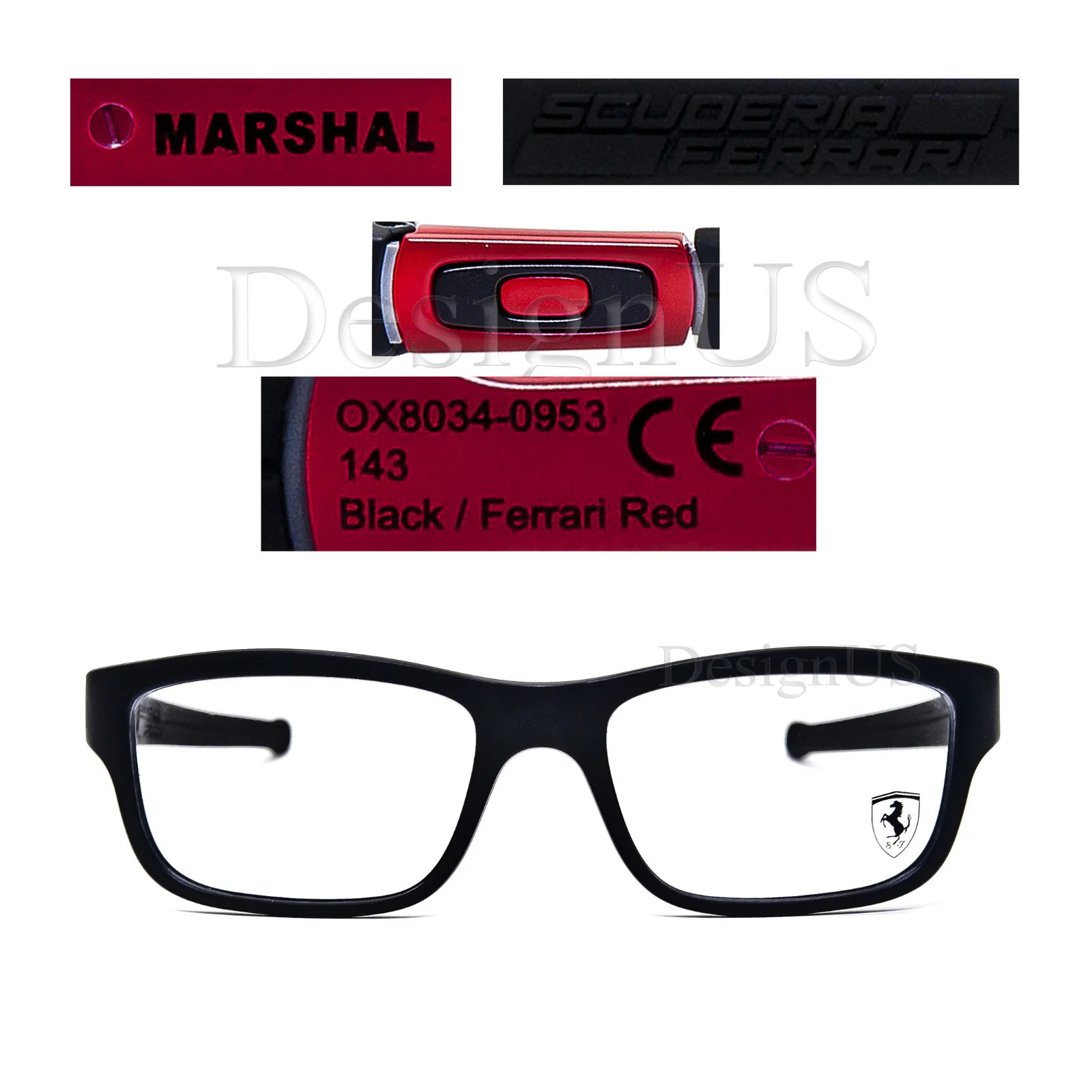 Oakley Marshal OX8034-0953 Matte Black/Ferrari Red 53/17/143 Eyeglasses - New 2