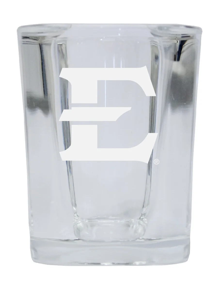 Officially Licensed Laser Etched College Logo Square Base Shot Glasses-Set of 2 3