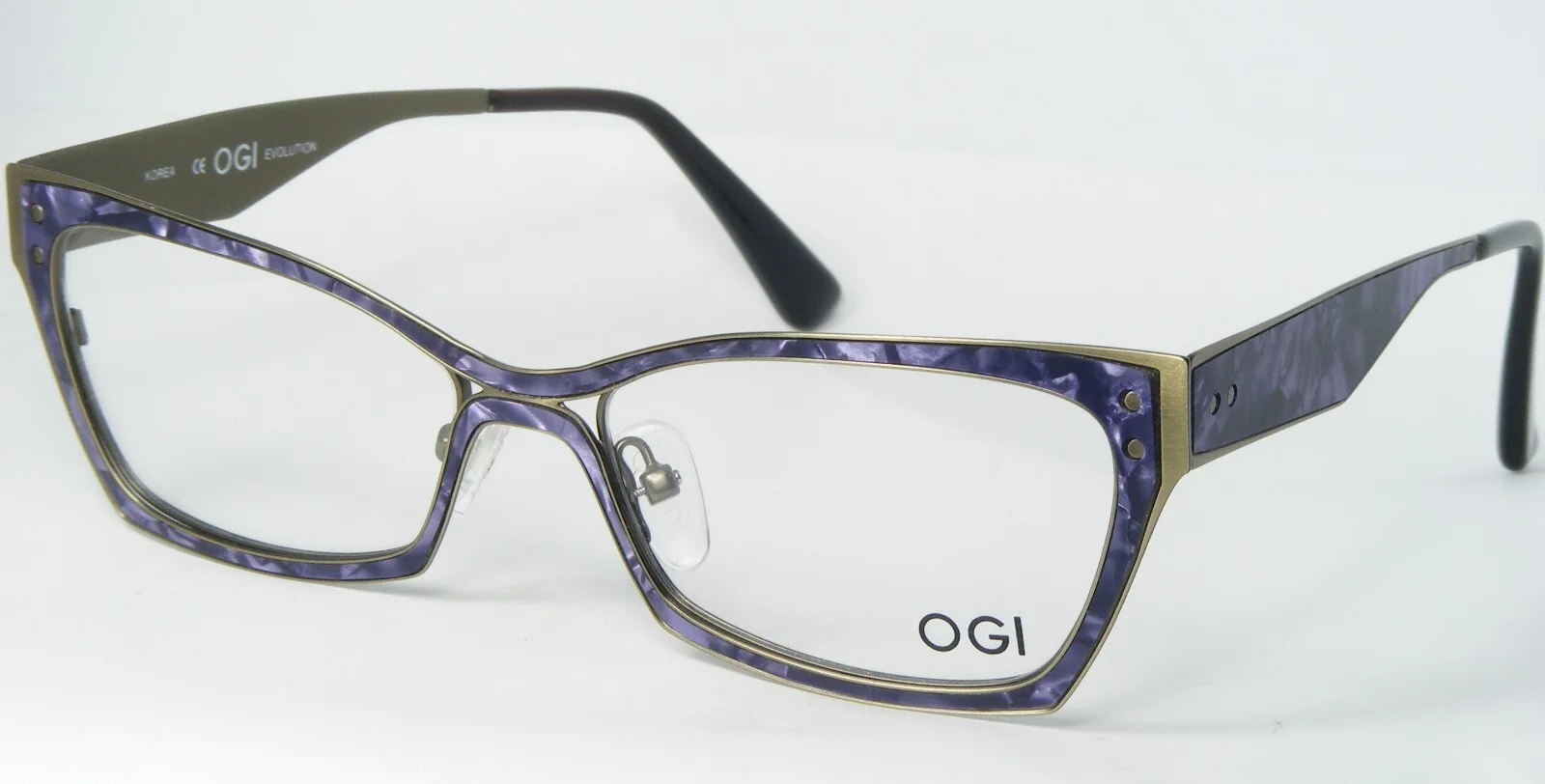 OGI EVOLUTION 4300 1595 PURPLE JASPER /ANTIQUE GOLD EYEGLASSES 53-16-140mm Korea